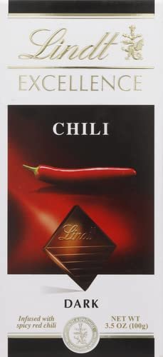 Lindt Excellence Dark Chocolate with Chili Bar, 3.5 oz (Pack of 2)
