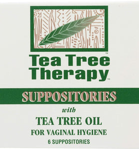 Tea Tree Therapy Vaginal Suppositories with Oil, 6 Count, White