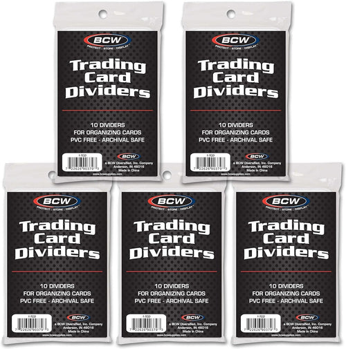 (5) BCW Brand Trading Card Divider Cards - 10-Pack - TCD - 50 Cards Total