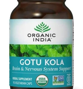 ORGANIC INDIA Gotu Kola Herbal Supplement - Adaptogen for Brain & Nervous System Support, Vegan, Gluten-Free, Kosher, USDA Certified Organic, Non-GMO, Calming, Mental Clarity - 90 Capsules