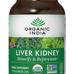 ORGANIC INDIA Liver Kidney Herbal Supplement - Detoxify & Rejuvenate, Supports Healthy Liver & Kidney Function, Vegan, Gluten-Free, Kosher, USDA Certified Organic, Non-GMO - 90 Capsules