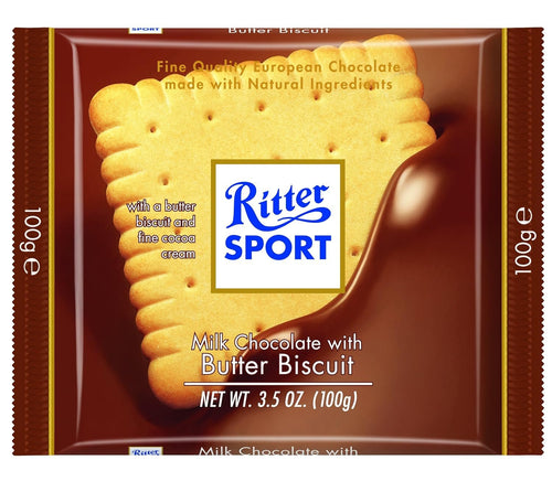 Ritter Sport Milk Chocolate with Butter Biscuit, 3.5 oz Bars (Pack of 11)