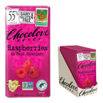 Chocolove Raspberries Dark Chocolate Bars | 55% Cocoa | Tangy Raspberry Bits | Smooth & Sweet | Premium Belgian Dark Chocolate | Non-GMO, 3.1 oz Bar (12 Pack)
