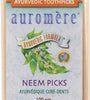 Auromere Ayurvedic Neem Toothpicks - Vegan, Natural, Non GMO, Made from Birchwood (100 Count), 2 Pack