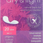 Natracare Dry & Light, Slim, Natural and Absorbent Pads with Organic Cotton Cover for Light Urinary Incontinence (6 Pack, 120 Pads Total)