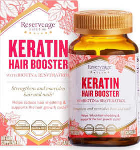 Reserveage, Keratin Hair Booster, Hair and Nails Supplement, Supports Healthy Thickness and Shine with Biotin