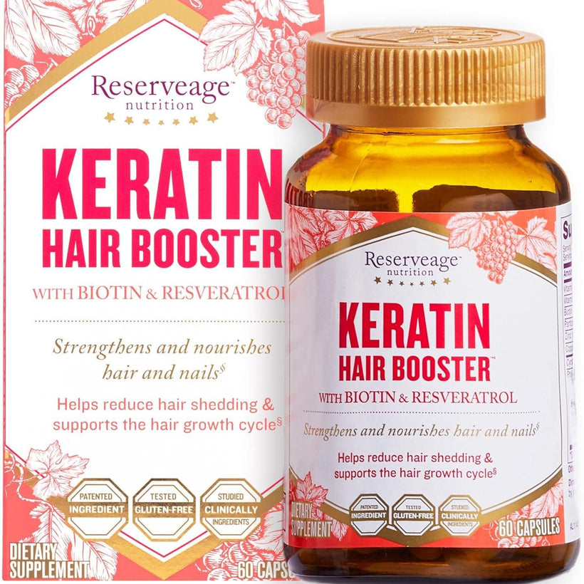 Reserveage, Keratin Hair Booster, Hair and Nails Supplement, Supports Healthy Thickness and Shine with Biotin