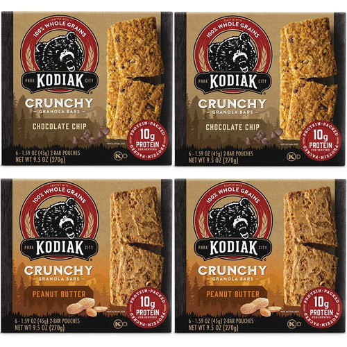 Kodiak Cakes Crunchy Granola Bars Variety Pack, Peanut Butter & Chocolate Chip