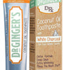 Dr. Ginger's Coconut Oil Toothpaste with White Activated Charcoal, All-Natural Whitening Brightening Power, Enamel-Safe, Reduces Plaque & Gum Sensitivity, Fluoride-Free, Coconut Mint Flavor, 4oz, 1ct
