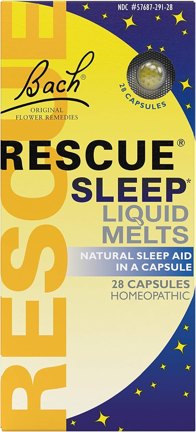 Bach RESCUE SLEEP Liquid Melts, Natural Orange Vanilla Flavor, Natural Sleep Aid, Stress Relief, Homeopathic Flower Essence, Free of Melatonin, Gluten & Sugar, Non-alcohol, Non-Narcotic, 28ct.