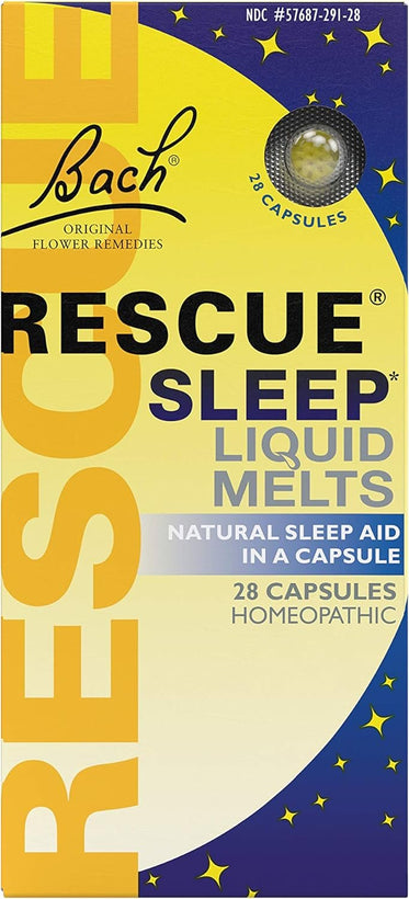 Bach RESCUE SLEEP Liquid Melts, Natural Orange Vanilla Flavor, Natural Sleep Aid, Stress Relief, Homeopathic Flower Essence, Free of Melatonin, Gluten & Sugar, Non-alcohol, Non-Narcotic, 28ct.