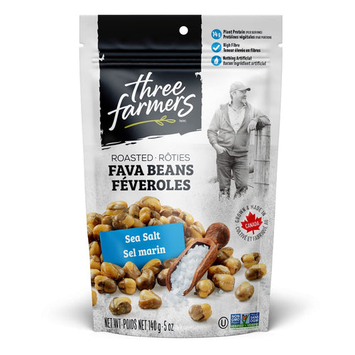 Three Farmers Roasted Fava Beans, Sea Salt, 140 g (Pack of 3)