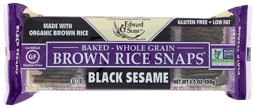 Edward & Sons Organic Brown Rice Snaps, Black Sesame, 3.5 oz