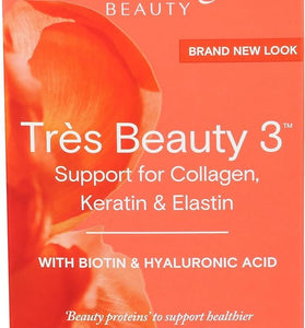 Reserveage Beauty, Tres Beauty 3, Beauty Supplement for Hair Growth, Skin Care and Nail Care, Collagen Supplement with Keratin and Biotin, Gluten Free, 90 Capsules (30 Servings)