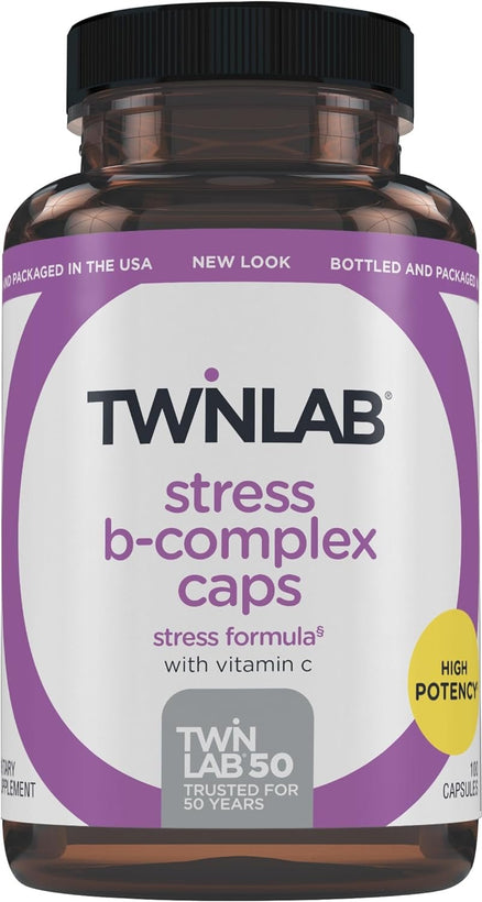 Twinlab Stress B-Complex Caps - Energy Support Supplement with Vitamin B12 and B6