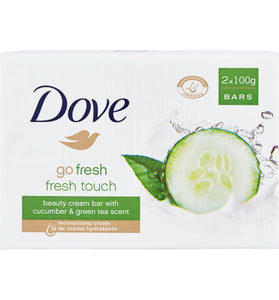 Dove:"Go Fresh" Fresh Touch Beauty Cream Bar with Cucumber & Green Tea Scent [ Italian Import ], 3.52 Ounce (Pack of 2)