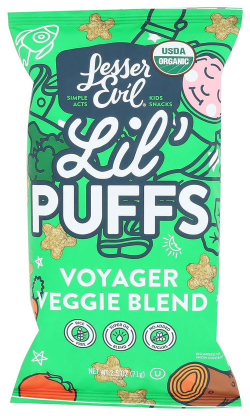 LesserEvil Organic Veggie Blend Lil' Puffs, 2.5 oz