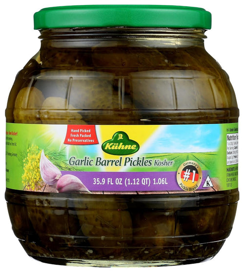 Kuhne Garlic Barrel Pickles, 35.9 oz