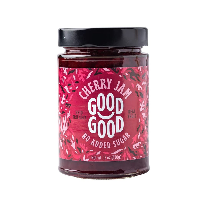 GOOD GOOD No Added Sugar Cherry Jam - Keto Friendly Jelly - Low Carb, Low-Calorie and Vegan - Diabetic Friendly - 12oz / 330g (Pack of 1)