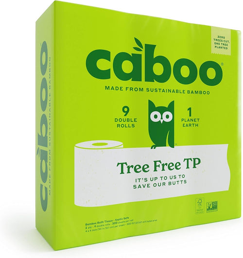 Caboo Tree-Free Bamboo Toilet Paper, 300 Sheets per Roll (9 Double Rolls)