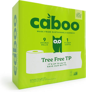 Caboo Tree Free Bamboo Toilet Paper, Septic Safe, Biodegradable Chemical Free Toilet Paper, Eco Friendly Bath Tissue with Soft, Quick Dissolving 2 Ply Sheets (300 Sheets Per Roll, 12 Double Rolls)