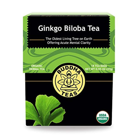 Buddha Teas - Ginkgo Biloba - Organic Herbal Tea - For Cognitive Balance & Overall Health - With Vitamin C - Energizing Blend - Caffeine Free - 100% Kosher & Non-GMO - 18 Tea Bags (Pack of 1)