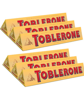 TOBLERONE SWISS MILK CHOCOLATE WITH HONEY AND ALMOND NOUGAT 6 X 100 G BARS by Toblerone