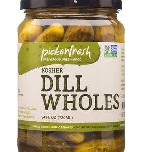 Pickerfresh Kosher Dill Wholes - Whole Dill Pickles - Simple Ingredients - Non-GMO, No Artificial Color & No Preservatives