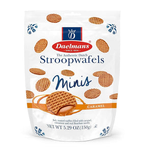 DAELMANS Stroopwafels, Dutch Waffles Soft Toasted, Caramel, Mini Size, Kosher Dairy, Authentic Made In Holland, 1 Pouch, 5.29 oz