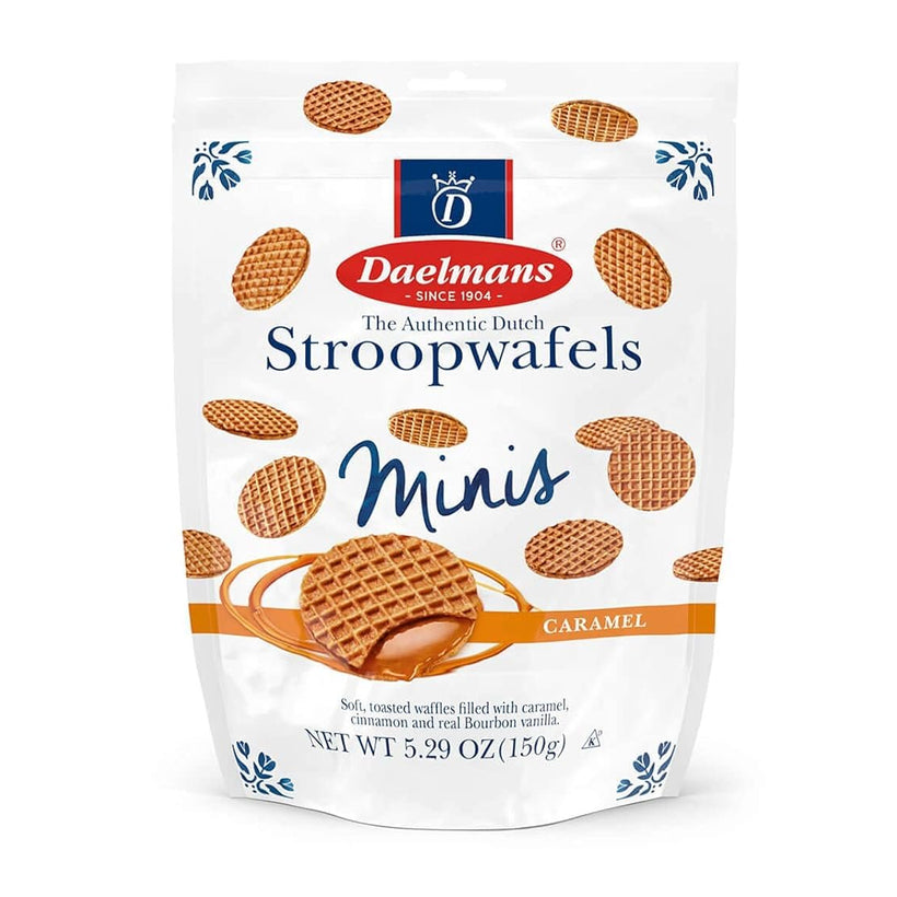 DAELMANS Stroopwafels, Dutch Waffles Soft Toasted, Caramel, Mini Size, Kosher Dairy, Authentic Made In Holland, 1 Pouch, 5.29 oz