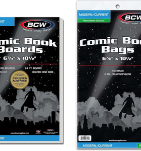BCW Resealable Current Comic Bags and Backing Boards - 100 ct