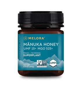 Melora Raw Manuka Honey from New Zealand | UMF 15+ | MGO 525+ | 8.8 Oz Jar | Safe for Skin Care | Edible & Healthy Sugar Alternative | Traceable from Hive to Hand Manuka Honey