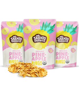 Dried Pineapple Rings No Sugar Added Healthy Snack Bundle, Unsweetened Sliced Mangoes, One Ingredient Snacks for Adults or Kids, Pack of 3