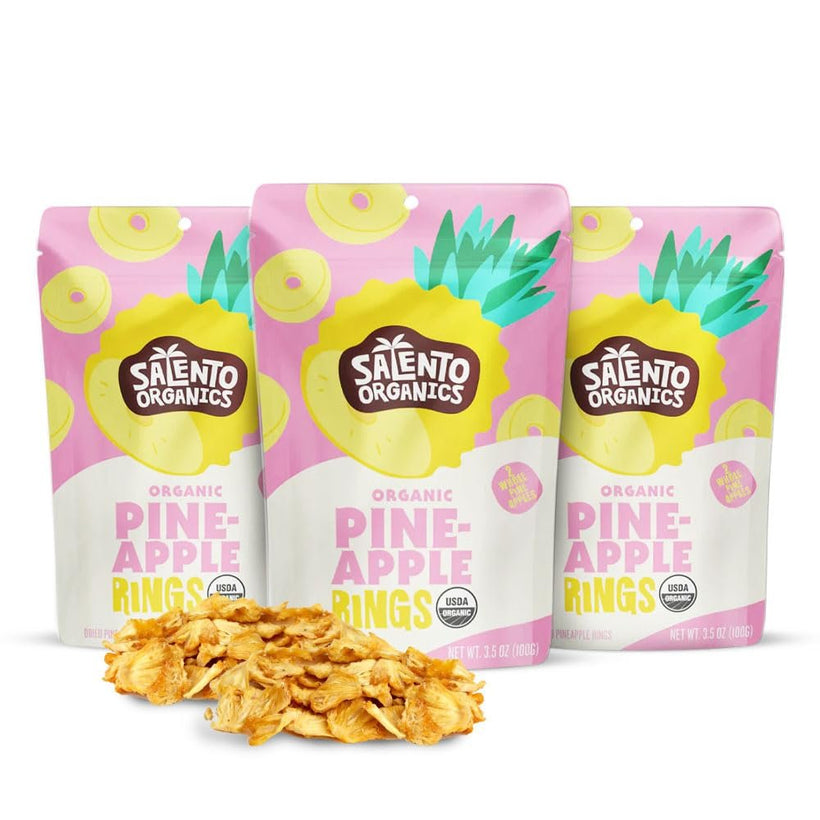 Dried Pineapple Rings No Sugar Added Healthy Snack Bundle, Unsweetened Sliced Mangoes, One Ingredient Snacks for Adults or Kids, Pack of 3