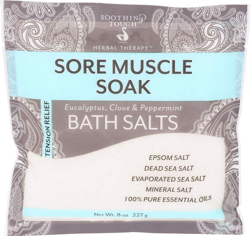 Soothing Touch Sore Muscle Soak Bath Salts Pouch, Peppermint, 8 oz