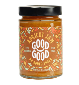 GOOD GOOD No Added Sugar Apricot Jam - Keto Friendly Jelly - Low Carb, Low-Calorie and Vegan - Diabetic Friendly - 12oz / 330g (Pack of 1)