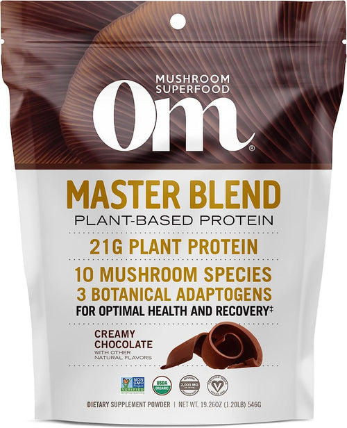 Om Mushroom Superfood Master Blend Vegan Protein Powder, Vanilla, 16 Servings