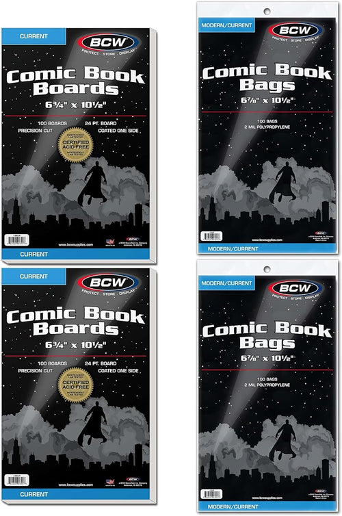 BCW Current Comic Bags and Backing Boards, 100 Sets (200 Pieces)