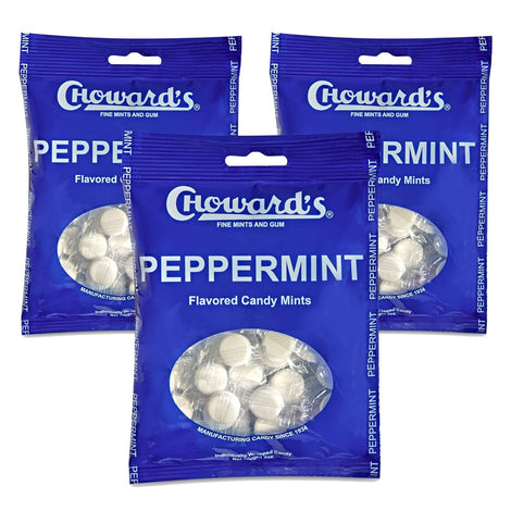 Choward's 3oz Peppermint Candy Bags 3 Pack | 49 Pieces Individually Wrapped Candy Mints | Nostalgic Peppermint Candy Bags | Perfect for Snacks in Lunchboxes, Pockets, Goodie Bags, and Birthday Parties