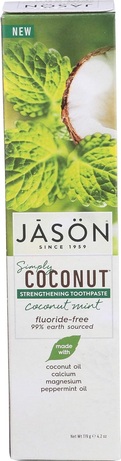 Jason Simply Coconut Strengthening Toothpaste, Coconut Mint, Fluoride-Free, 4.2 oz