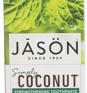 Jason Simply Coconut Strengthening Toothpaste Coconut, Mint, 4.2 Ounce