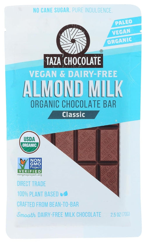 Taza Organic Almond Milk Chocolate Bar, Classic, 2.5 oz