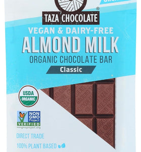 TAZA CHOCOLATES Organic Almond Milk Classic Chocolate Bar, 2.5 OZ