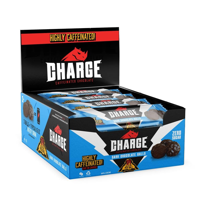 Charge Chocolate DARK CHOCOLATE 12 Packs of 3-54mg Caffeine, Zero Sugar, Vegan, Gluten-Free - by Charge Caffeinated Chocolates