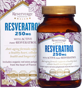 Reserveage Beauty, Resveratrol 250 mg, Antioxidant Supplement for Heart and Cellular Health, Supports Healthy Aging and Immune System, Paleo, Keto, 60 Capsules