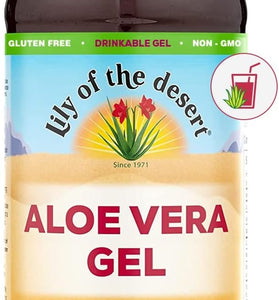 Lily Of The Desert Aloe Vera Gel - Inner Fillet Filtered Thicker Consistency Aloe Vera Drink with Natural Vitamins, Digestive Enzymes for Gut Health, Stomach Relief, Wellness, Glowing Skin, 32 Fl Oz