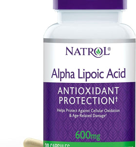 Natrol, Alpha Lipoic Acid Capsules, Antioxidant Protection Supplement, 600 mg, 30 Count