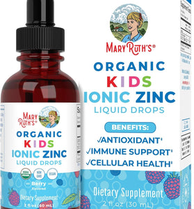 MaryRuth Organics Liquid Zinc Supplements for Immune Support, Immune Support Supplement for Kids, Ages 4-13, Zinc Sulfate, Kids Immune Support, Vegan, USDA Organic, Glycerin Based, 2 Fl Oz