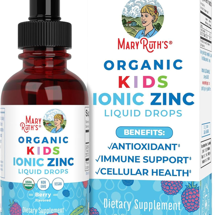 MaryRuth Organics Liquid Zinc Supplements for Immune Support, Immune Support Supplement for Kids, Ages 4-13, Zinc Sulfate, Kids Immune Support, Vegan, USDA Organic, Glycerin Based, 2 Fl Oz