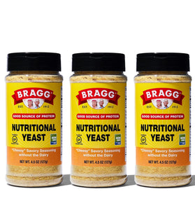 Bragg Nutritional Yeast Seasoning – Vegan, Gluten Free Cheese Flakes – Good Source of Protein & Vitamins – Nutritious Savory Parmesan Cheese Substitute – Non GMO Verified, 4.5 ounce, 3-Pack